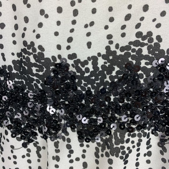 LOFT Small Tank Top Black White Beaded Party Sleeveless Ann Taylor 2 4 6 - Picture 5 of 6